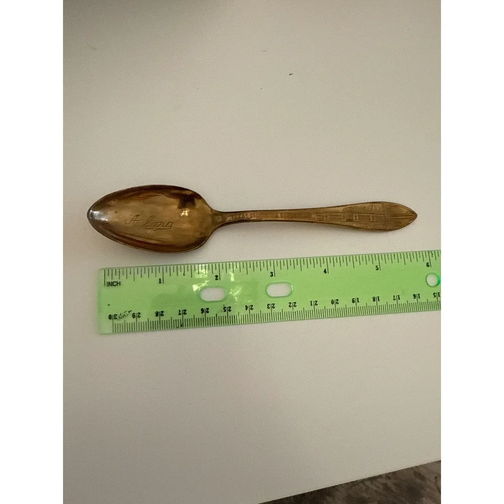 Texas Centennial 1836-1936 Gold Tone Souvenir Spoon Engraved‎ Vintage